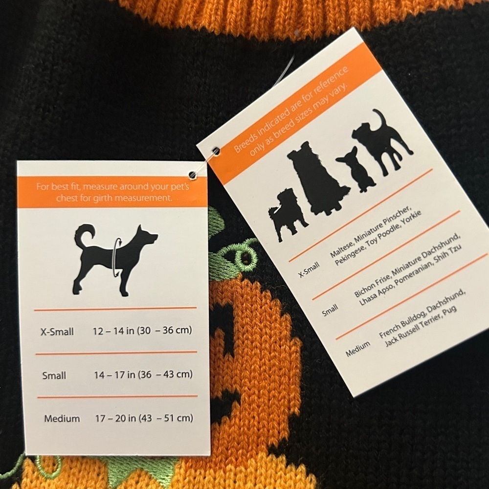 NWT Halloween Simplydog Black Orange Small Pet Costume with Pumpkin Design - Picture 10 of 12